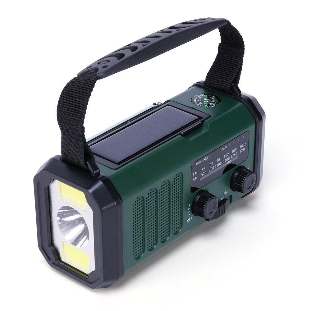AM/FM Emergency Radio Solar Powered Hand Crank Radio with LED Flashlight 5000mAh Power Bank Phone Charger Bluetooth 5.0 Speaker Print on any thing USA/STOD clothes