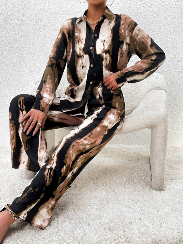 Casual printed suit long-sleeved tops and trousers two pieces set Print on any thing USA/STOD clothes