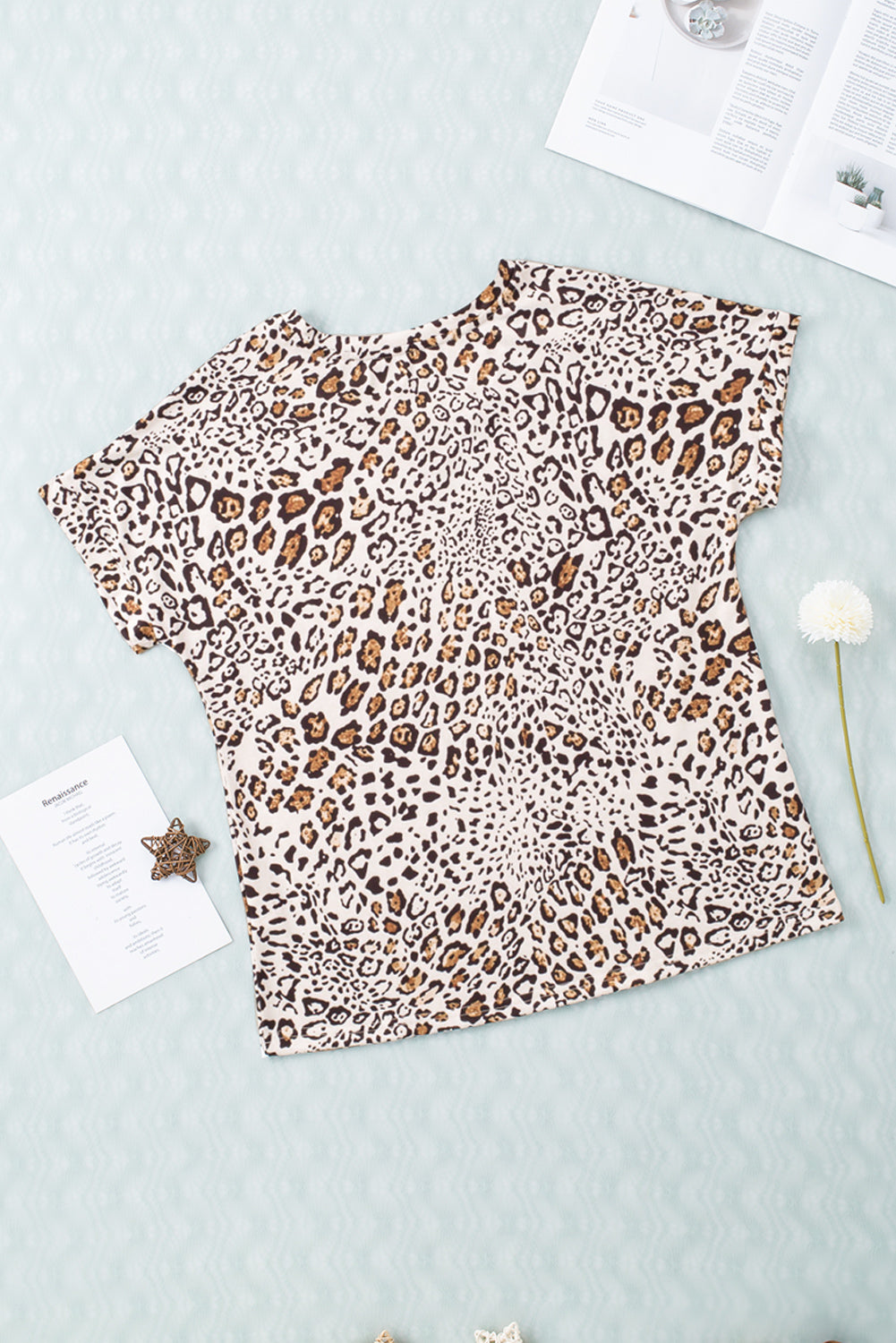 Leopard V-Neck Short Sleeve Tee Shirt Print on any thing USA/STOD clothes