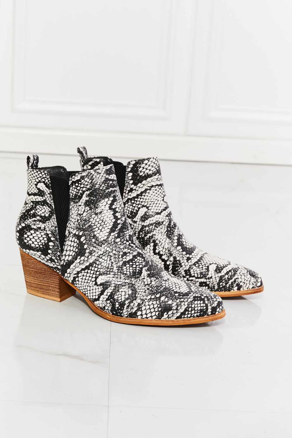 MMShoes Back At It Point Toe Bootie in Snakeskin Print on any thing USA/STOD clothes