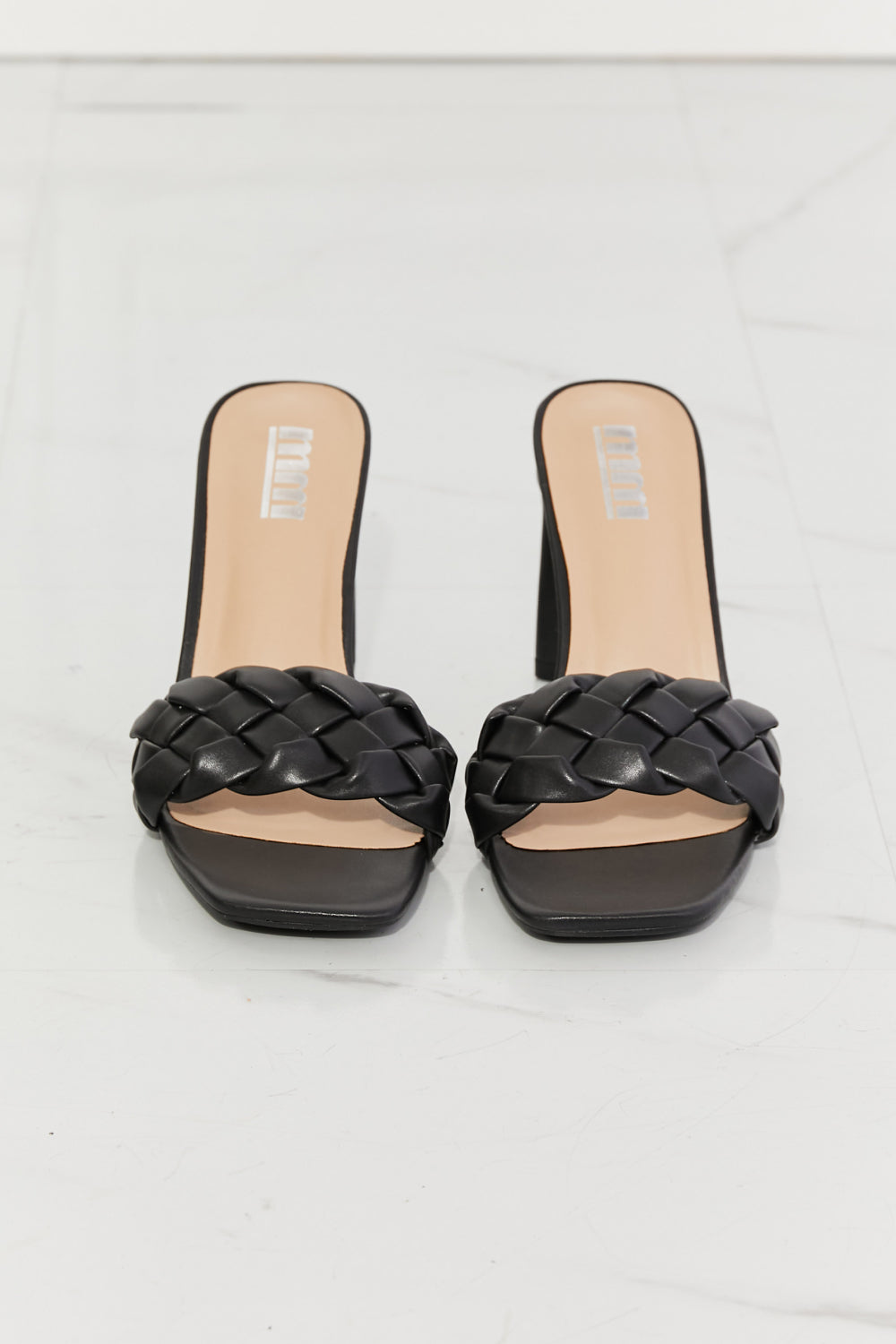 MMShoes Top of the World Braided Block Heel Sandals in Black Print on any thing USA/STOD clothes