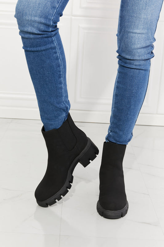 MMShoes Work For It Matte Lug Sole Chelsea Boots in Black Print on any thing USA/STOD clothes