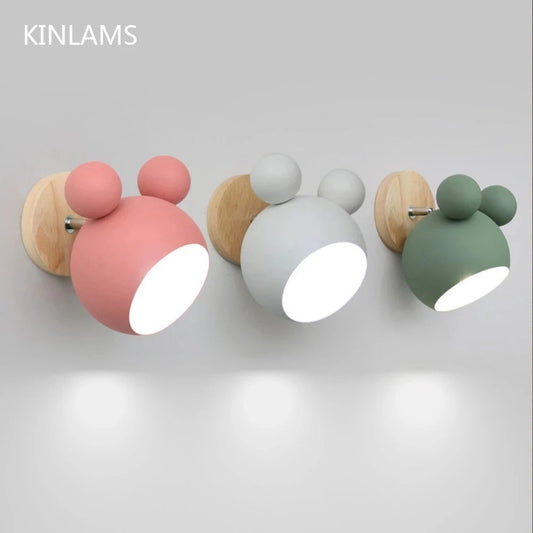 Modern Wall Lamps Cartoon Mickey Styling Coloful Wall Sconces Kitchen Restaurant Macaroon Decorative Bedside Lamp E27 Print on any thing USA/STOD clothes
