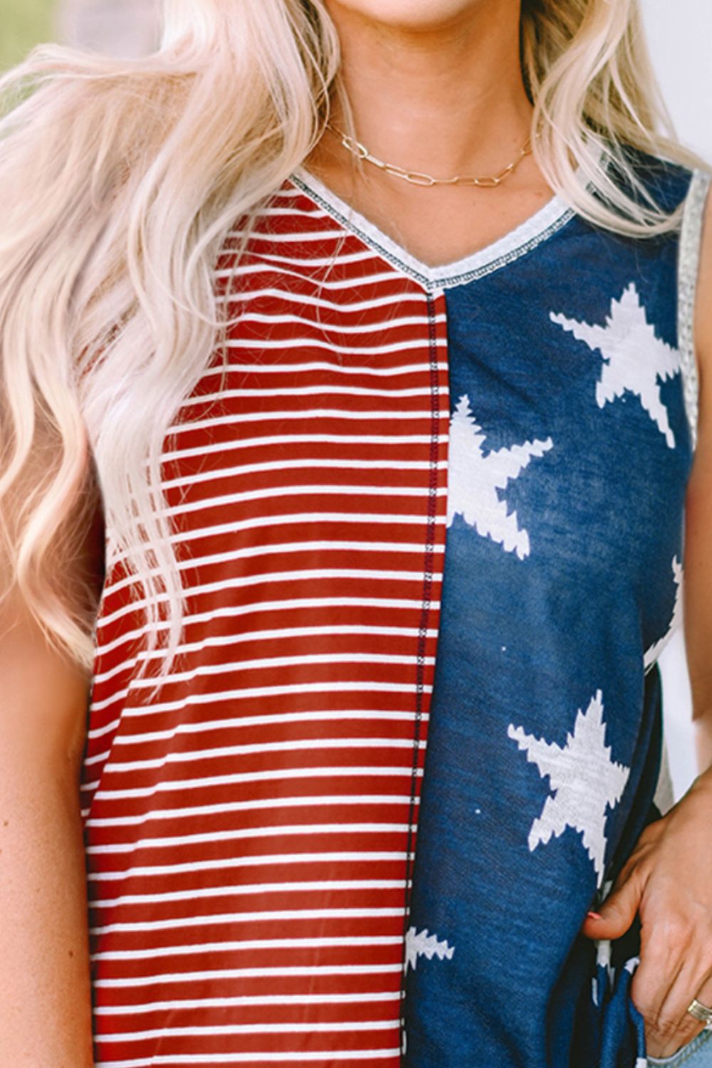 Star and Stripe V-Neck Tank Print on any thing USA/STOD clothes