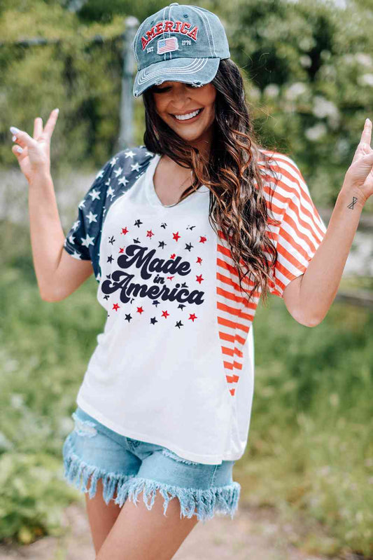 Stars and Stripes V-Neck Tee Shirt Print on any thing USA/STOD clothes