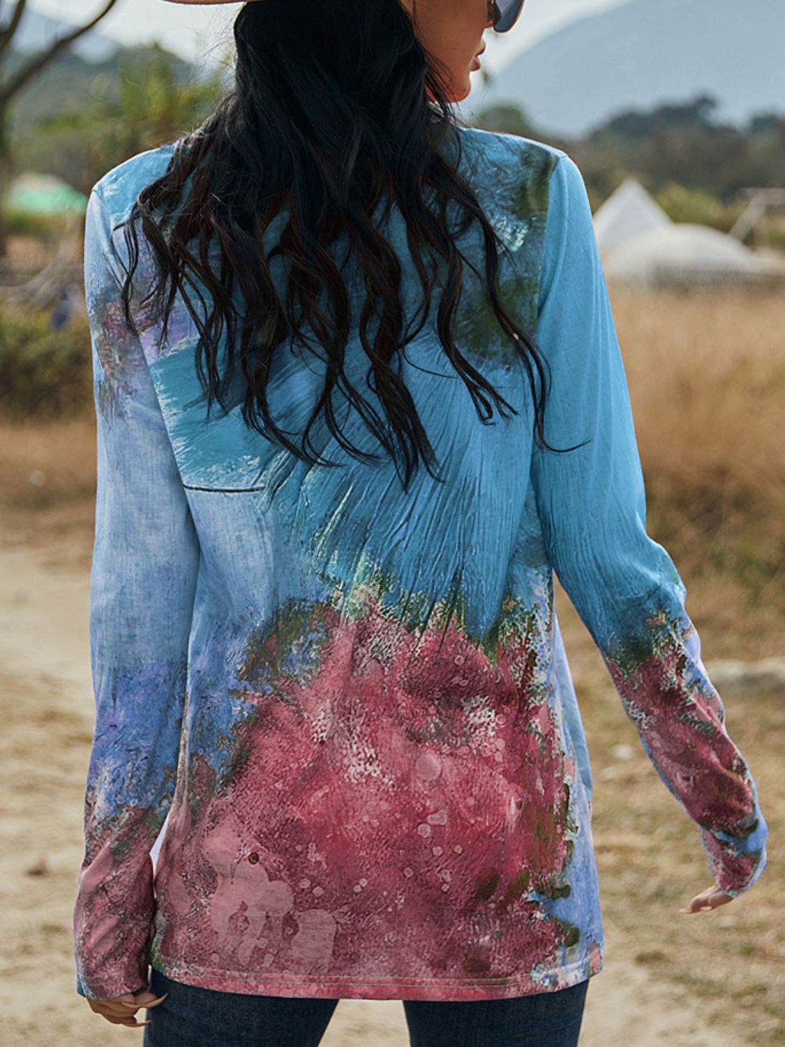 Twisted Multicolor V-Neck Long Sleeve Tee Print on any thing USA/STOD clothes