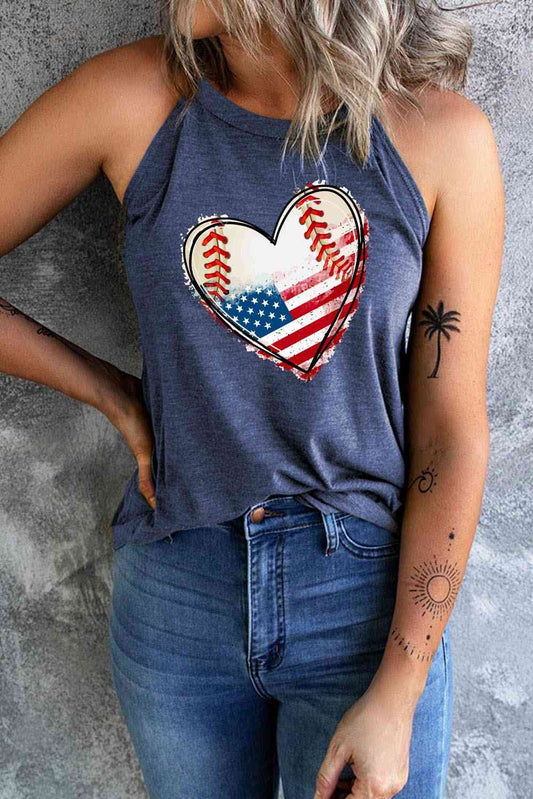 US Flag Heart Graphic Tank Print on any thing USA/STOD clothes