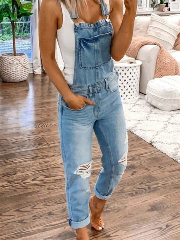 Double shoulder suspenders ripped overall
