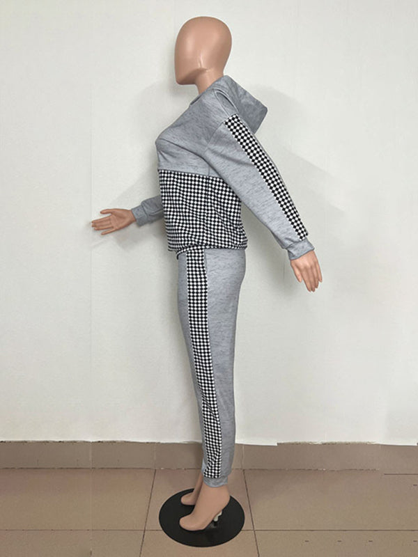 Printed long-sleeved trousers sweater set