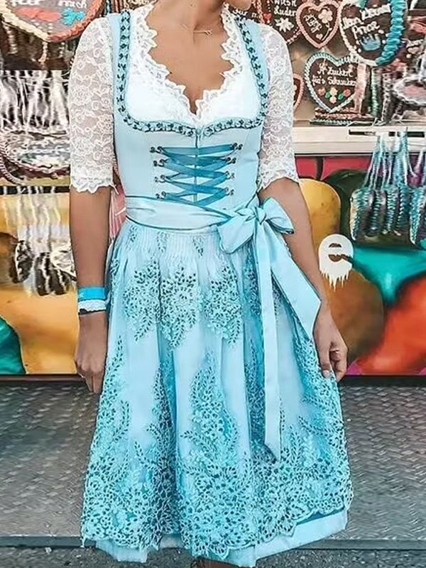German Oktoberfest Short Sleeve Printed Beer Dress