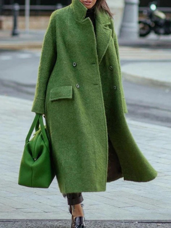 Women's temperament commuting beltless lapel loose coat