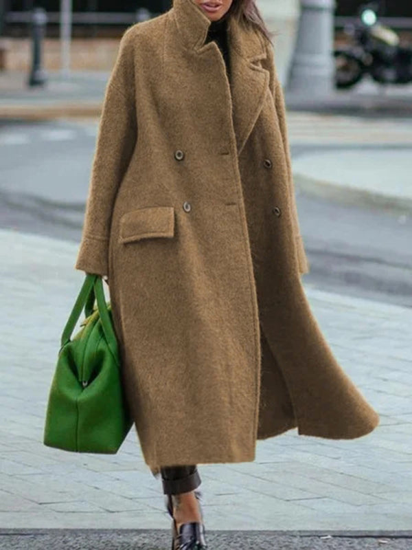 Women's temperament commuting beltless lapel loose coat