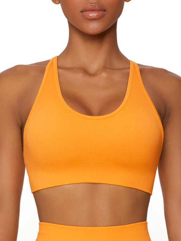Seamless solid color knitted high elastic sports vest