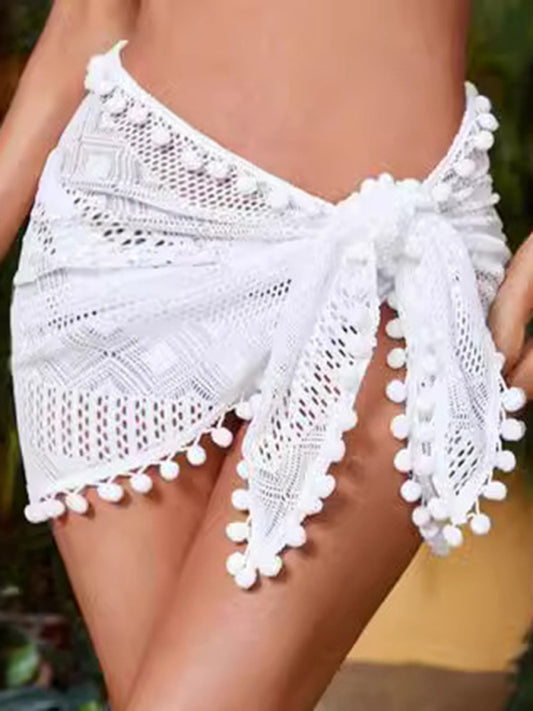 See-through hollow strap irregular beach skirt