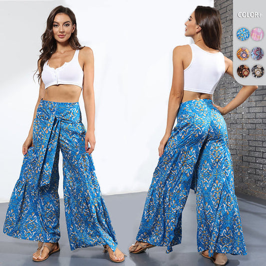 New Print Retro Women's Trousers All-Match Wide Leg Pants Temperament High Waist Flared Pants Loose Casual Pants Print on any thing USA/STOD clothes