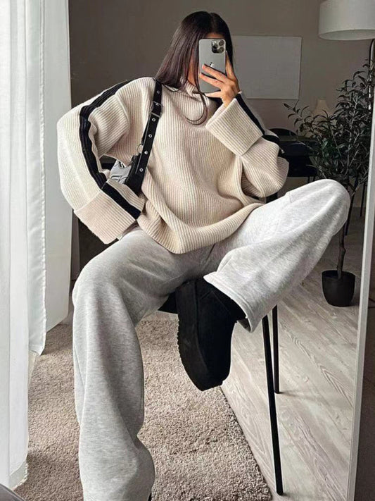 Women's New Casual Winter New High Collar Pullover Sweater Print on any thing USA/STOD clothes