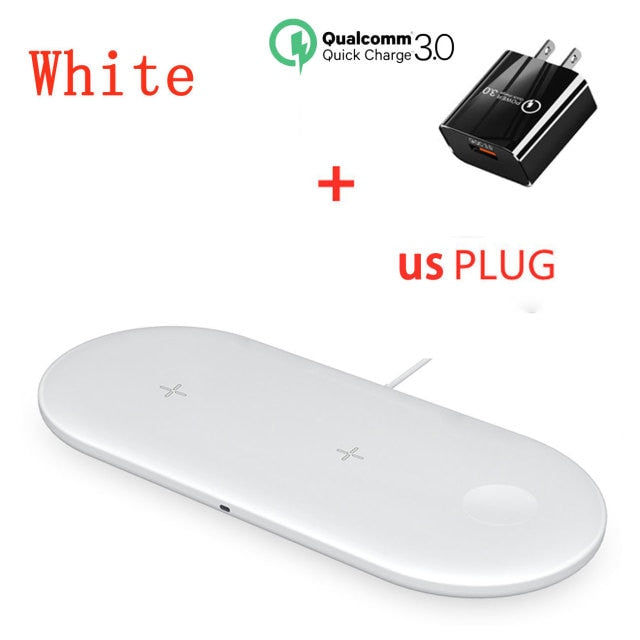 15W Fast Wireless Charger Standion 3 In 1 Qi Charging Dock For iPhone 12 11 Pro XS MAX XR X 8 Apple Watch SE 6 5 4 3 AirPods Pro Print on any thing USA/STOD clothes