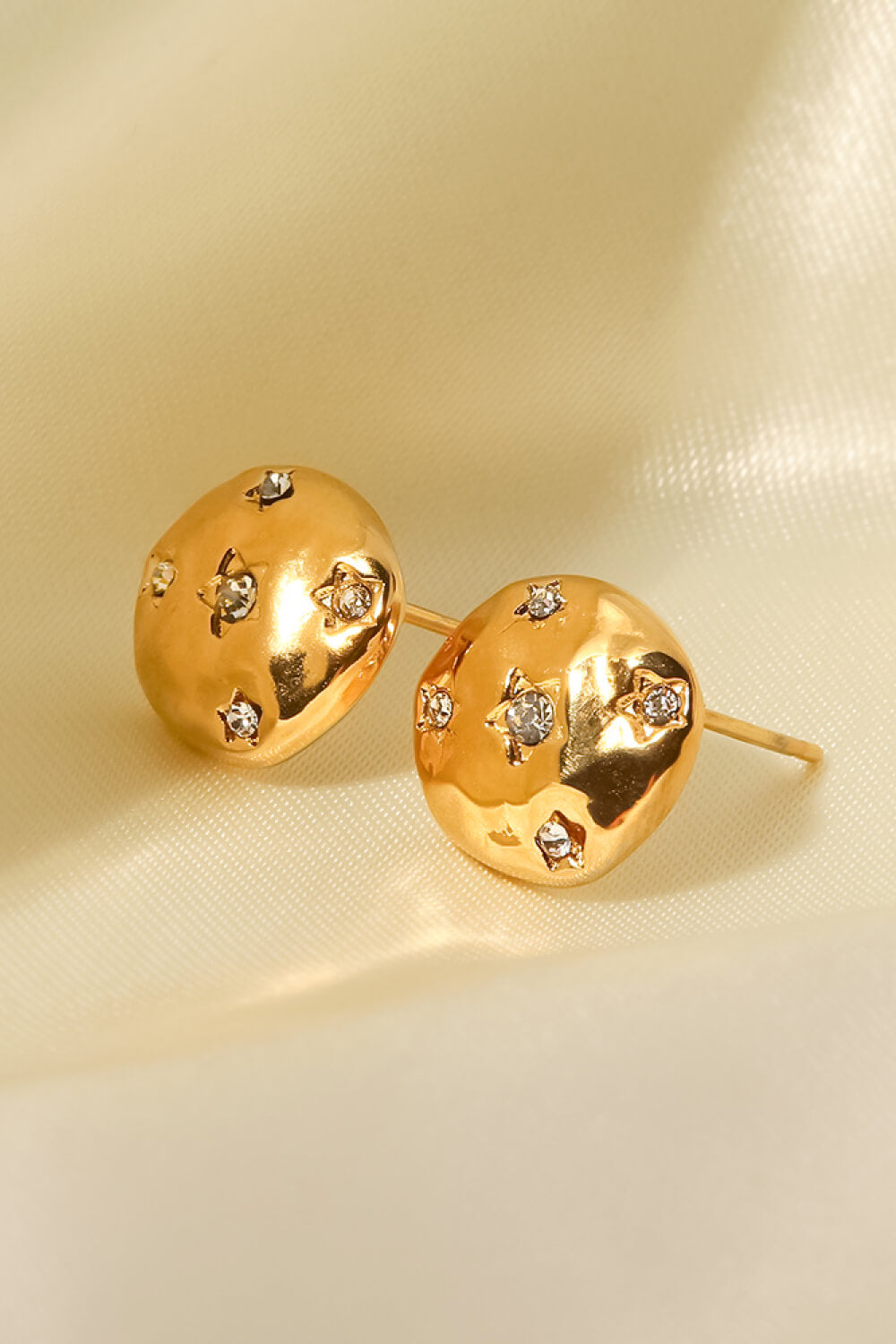 18K Gold-Plated Cubic Zirconia Stud Earrings Print on any thing USA/STOD clothes