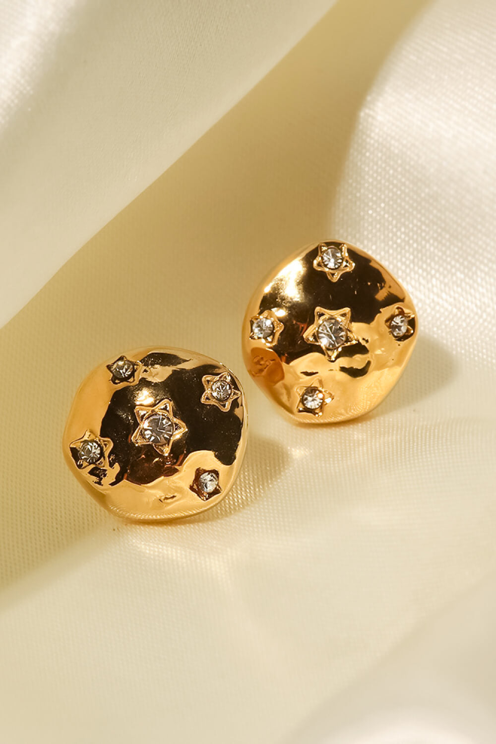 18K Gold-Plated Cubic Zirconia Stud Earrings Print on any thing USA/STOD clothes