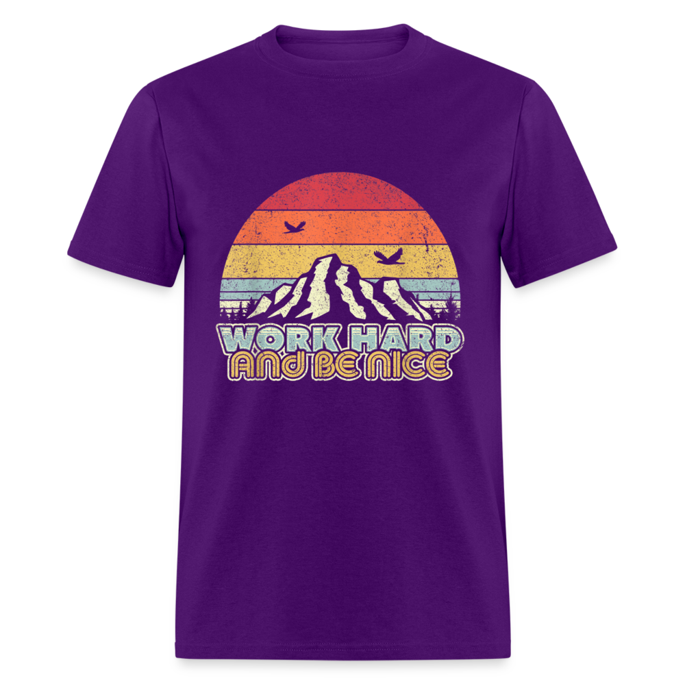 Unisex Classic T-Shirt WORK HARD AND BE NICE - purple