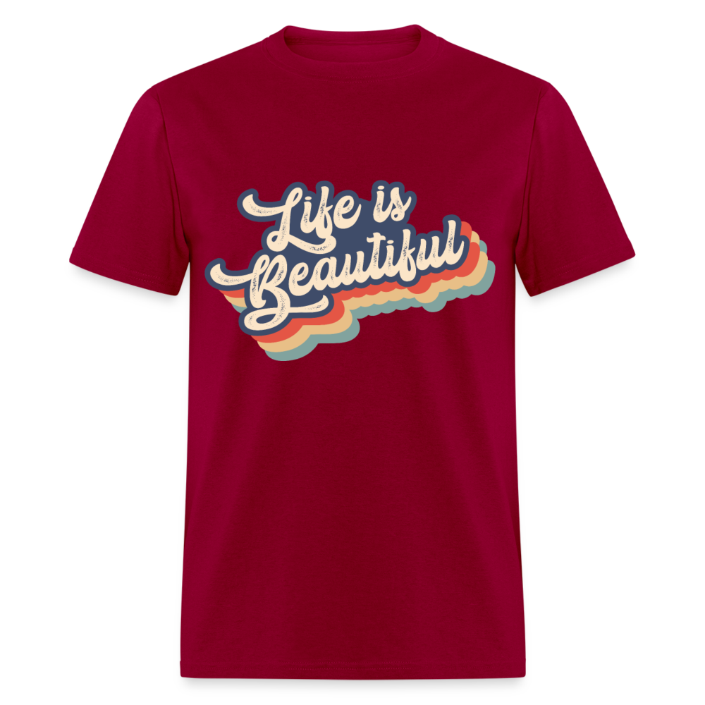 Unisex Classic T-Shirt LIFE IS BEAUTIFUL - dark red