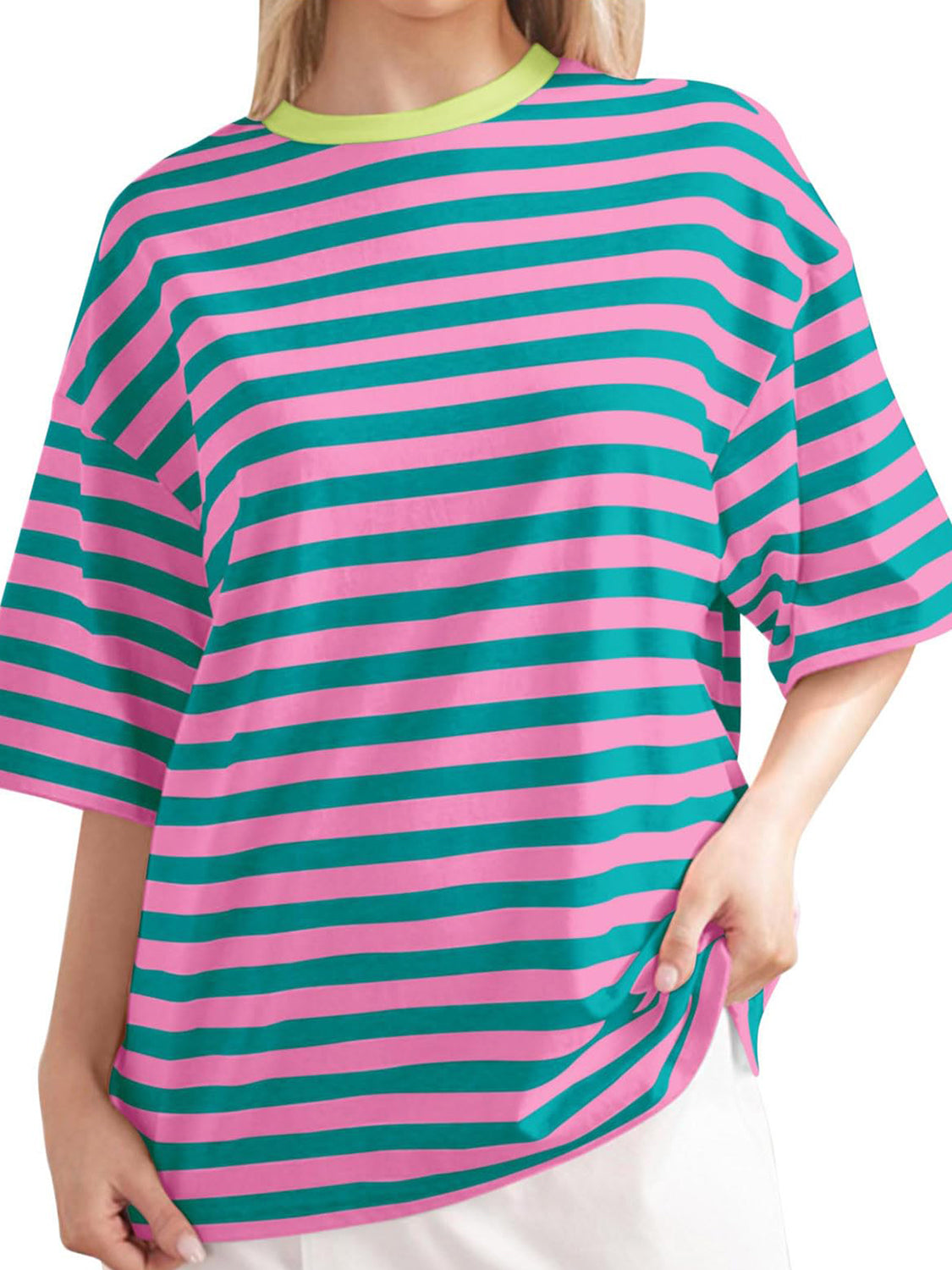 Striped Round Neck Half Sleeve T-Shirt