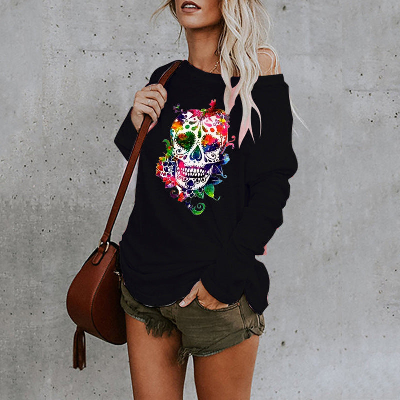 Casual personality skull long-sleeved top