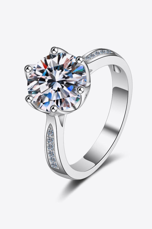 3 Carat Moissanite Rhodium-Plated Side Stone Ring Print on any thing USA/STOD clothes