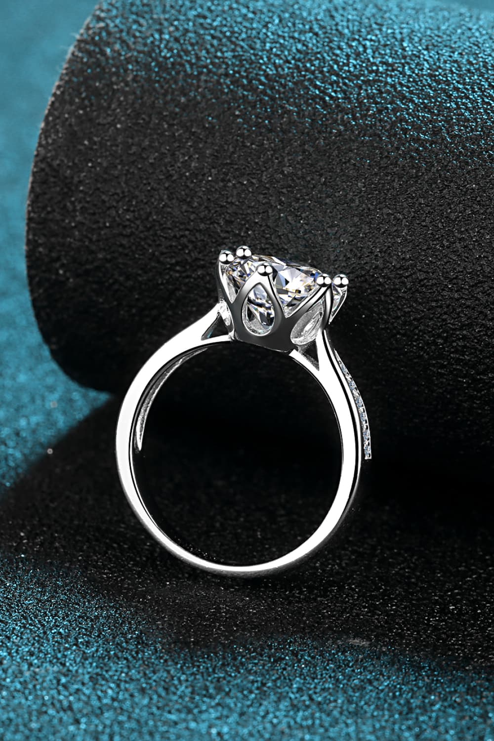 3 Carat Moissanite Rhodium-Plated Side Stone Ring Print on any thing USA/STOD clothes