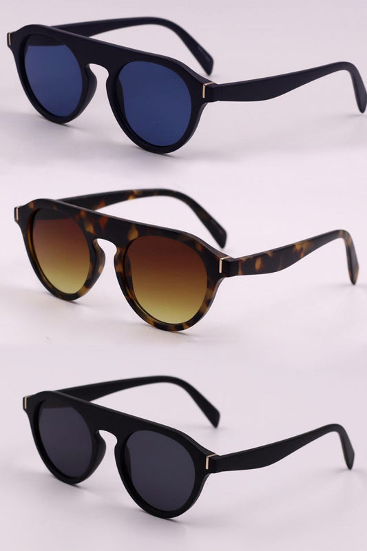 3-Piece Round Polycarbonate Full Rim Sunglasses Print on any thing USA/STOD clothes