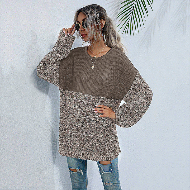 Women's mid-length long sleeve knitted sweater