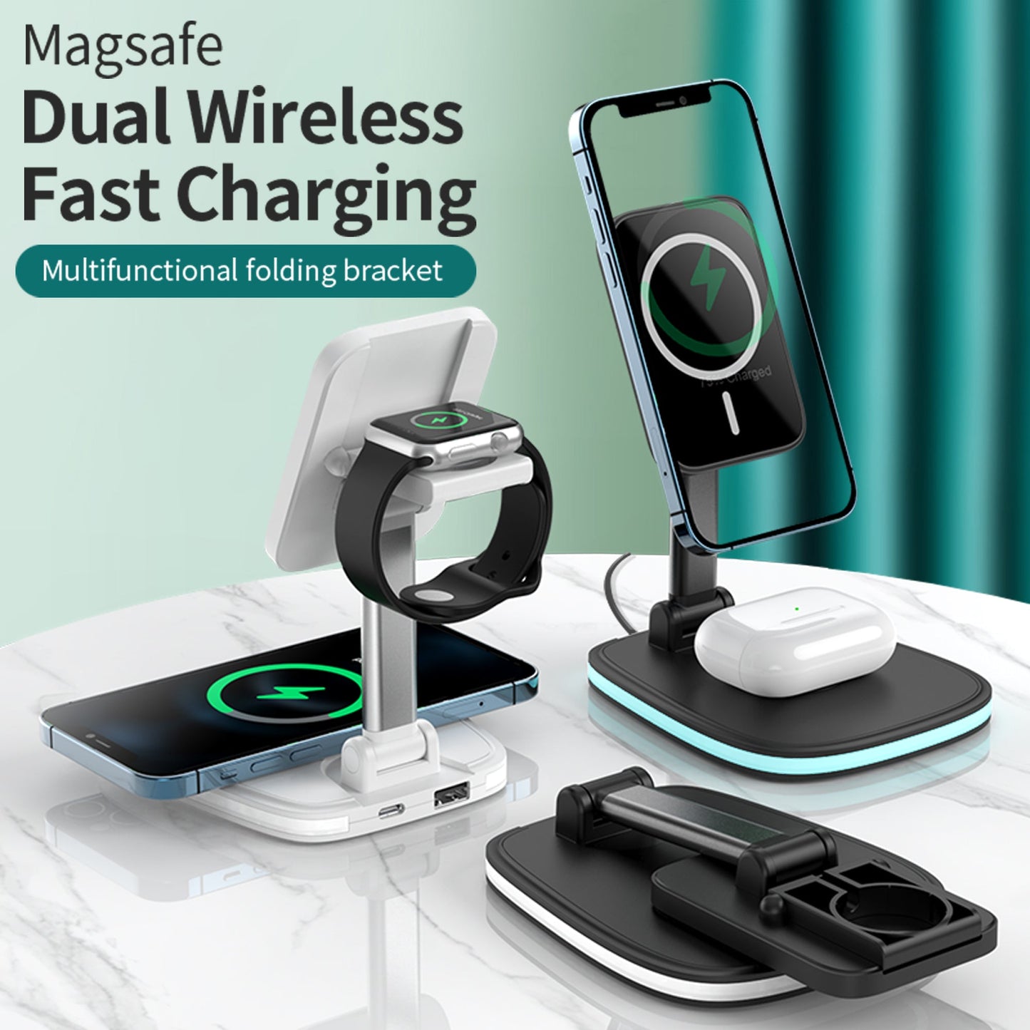 3in1 Magnetic Folding Wireless Charger Print on any thing USA/STOD clothes