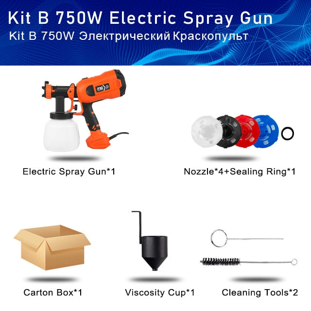 600W/750W Electric Spray Gun 4 Nozzle Sizes 1000ml/1200ml HVLP Household Paint Sprayer Flow Control Easy Spraying by PROSTORMER Print on any thing USA/STOD clothes