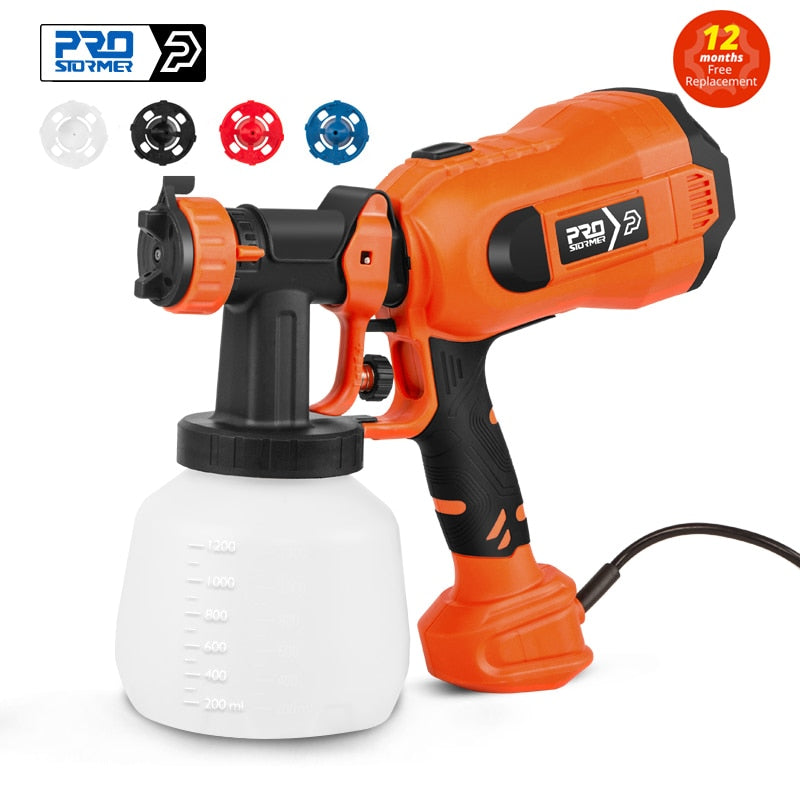 600W/750W Electric Spray Gun 4 Nozzle Sizes 1000ml/1200ml HVLP Household Paint Sprayer Flow Control Easy Spraying by PROSTORMER Print on any thing USA/STOD clothes