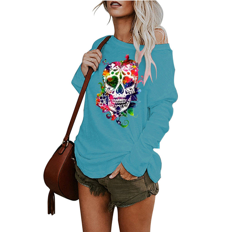 Casual personality skull long-sleeved top