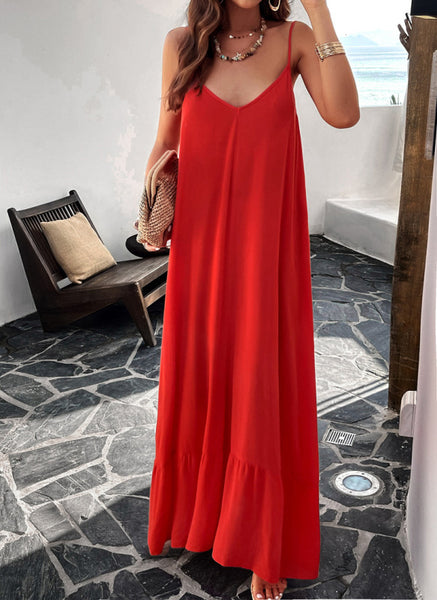 Elegant solid color loose dress