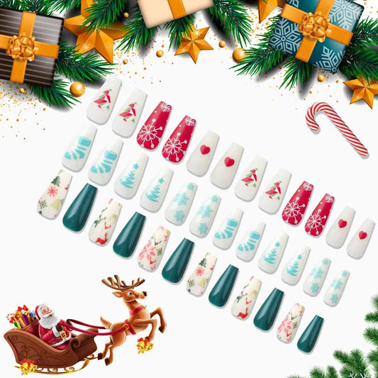 72-Piece Christmas Theme ABS Press-On Nails Print on any thing USA/STOD clothes