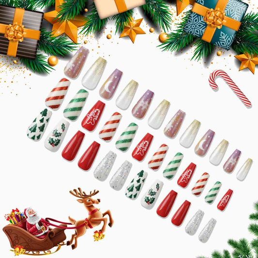 72-Piece Christmas Theme ABS Press-On Nails Print on any thing USA/STOD clothes