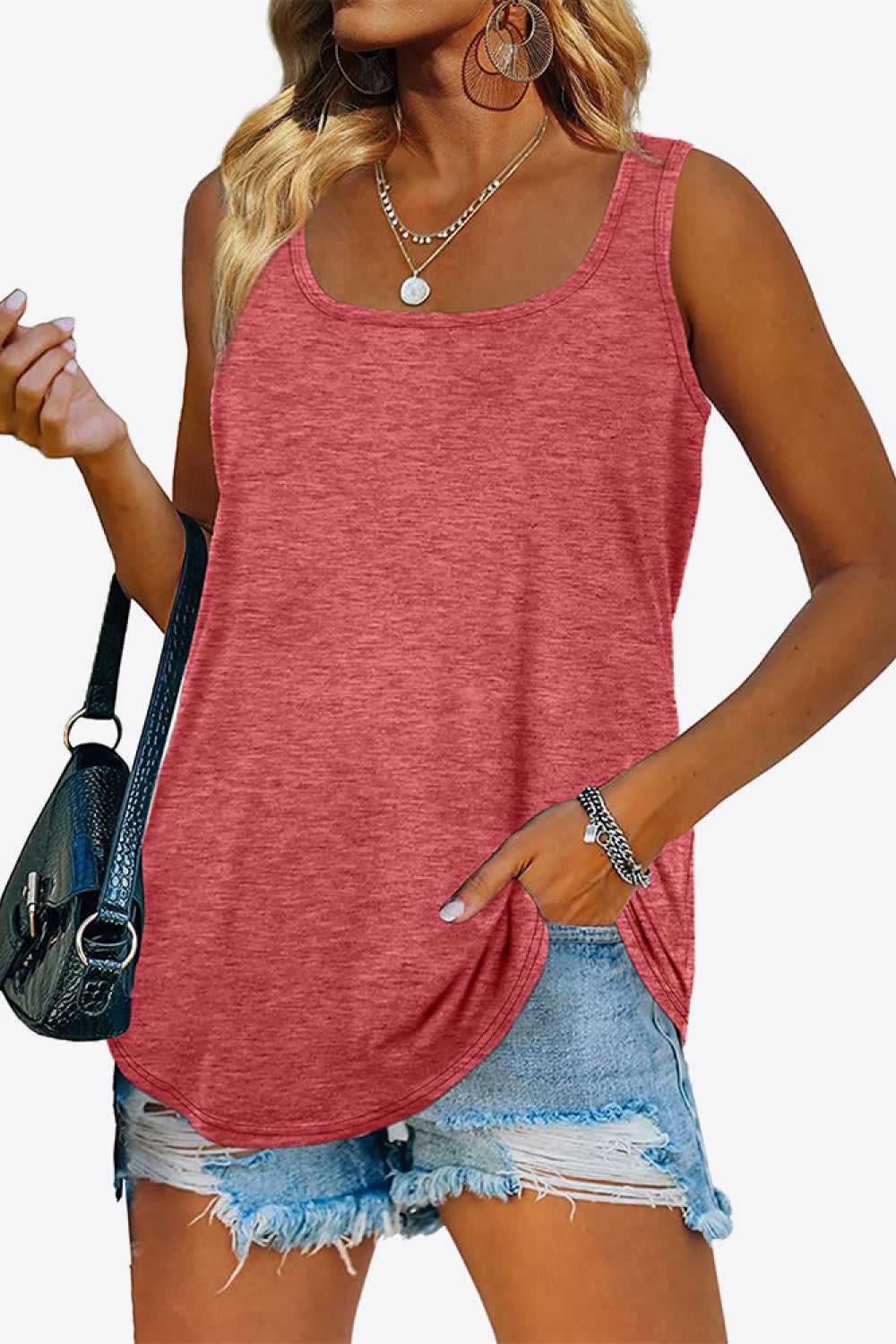 Curved Hem Square Neck Tank