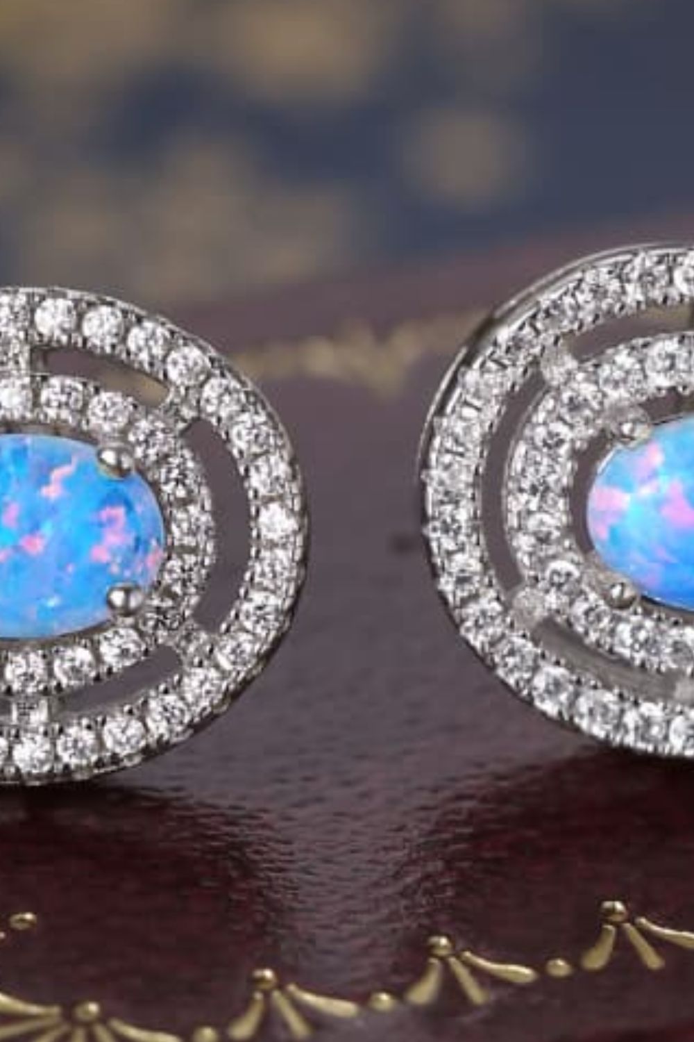 925 Sterling Silver Opal Round Stud Earrings Print on any thing USA/STOD clothes