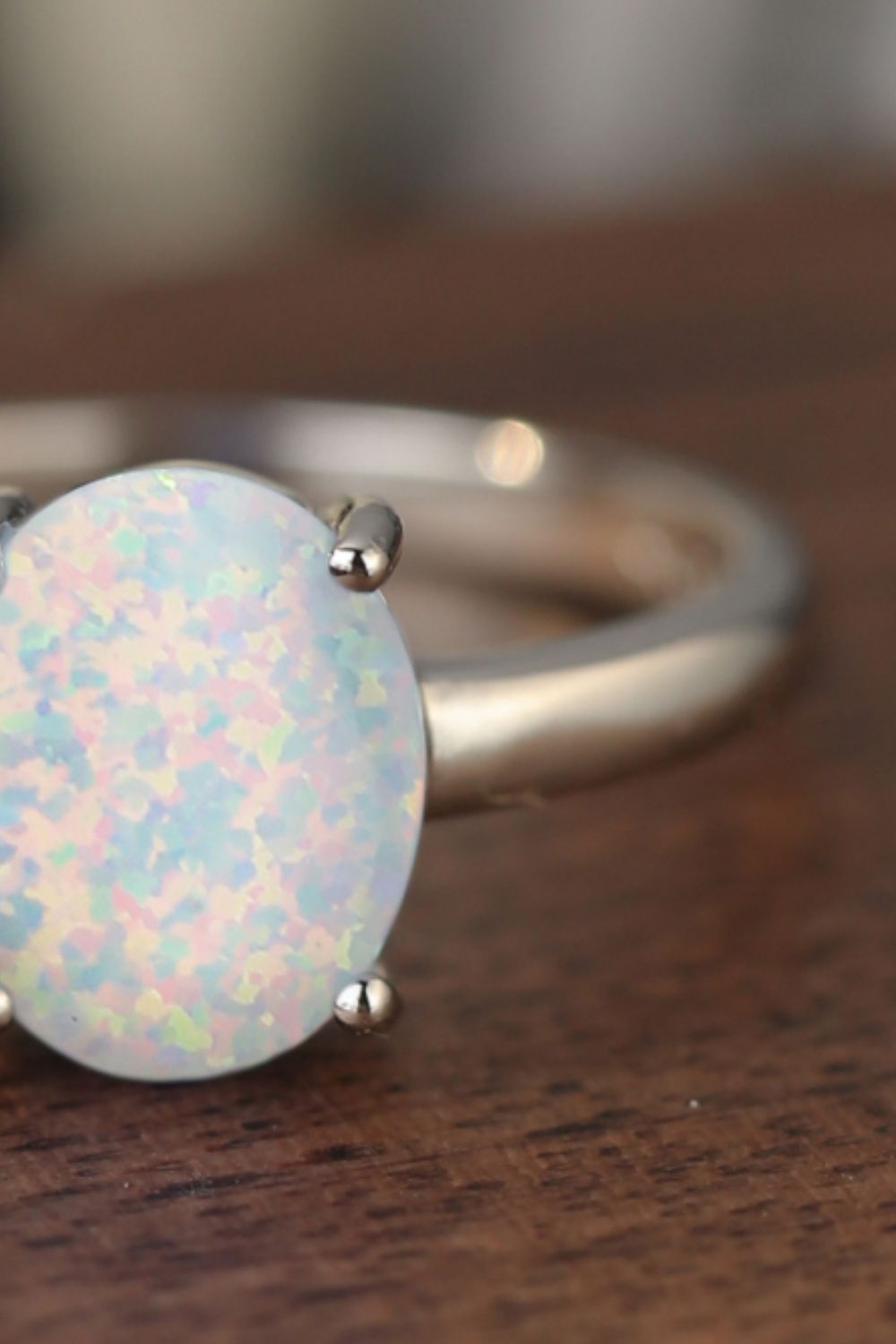 925 Sterling Silver Opal Solitaire Ring Print on any thing USA/STOD clothes