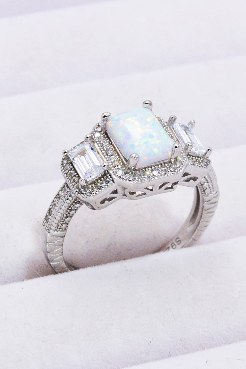 925 Sterling Silver Square Opal Ring Print on any thing USA/STOD clothes