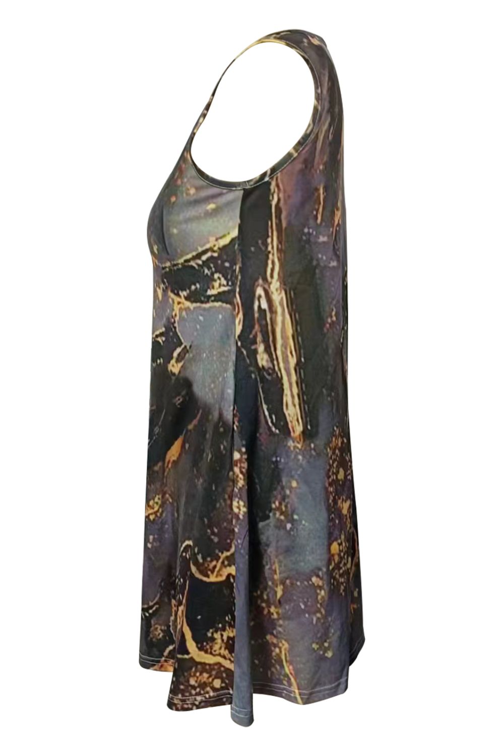 Abstract Print Round Neck Sleeveless Dress with Pockets Print on any thing USA/STOD clothes