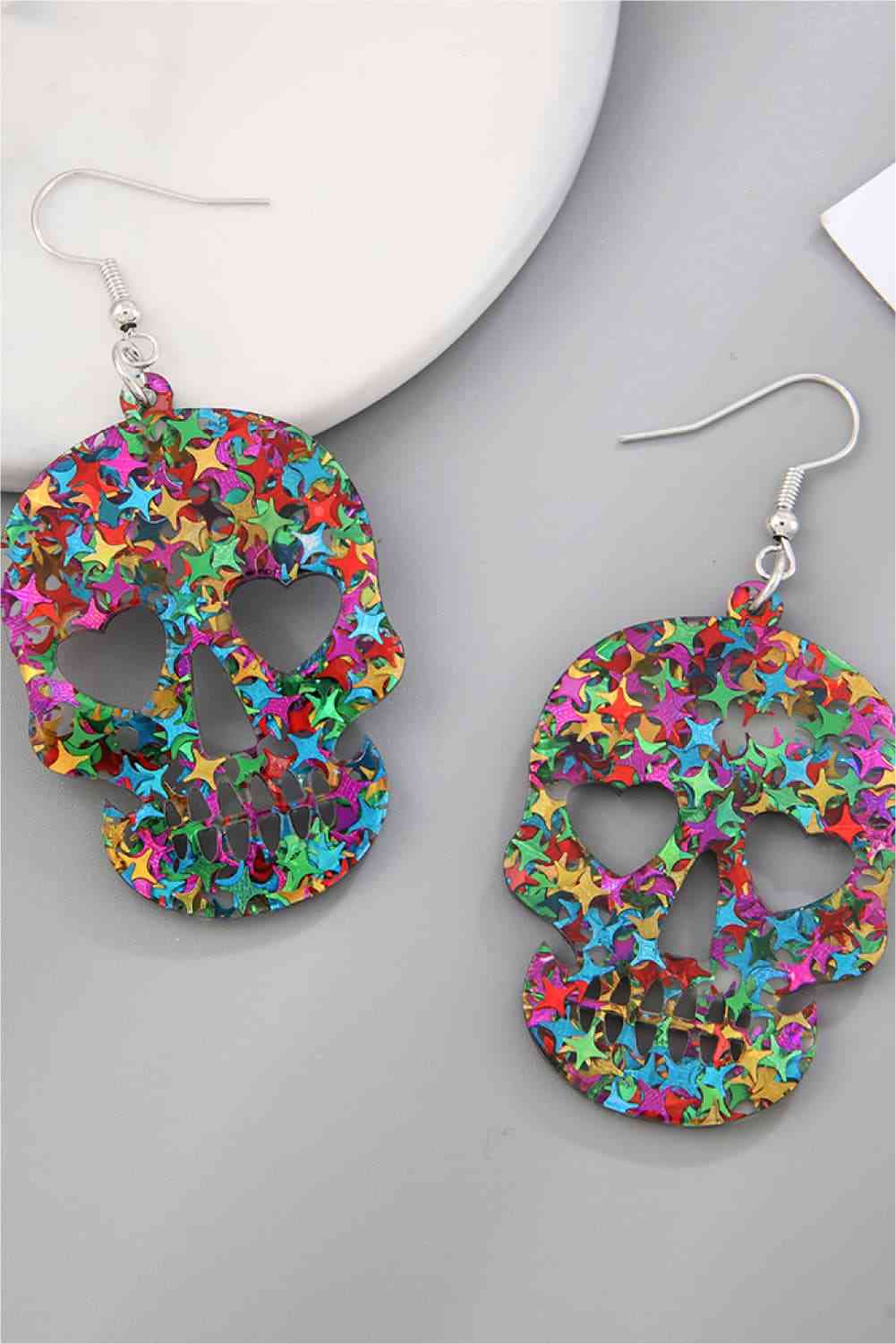 Acrylic Skull Drop Earrings Print on any thing USA/STOD clothes