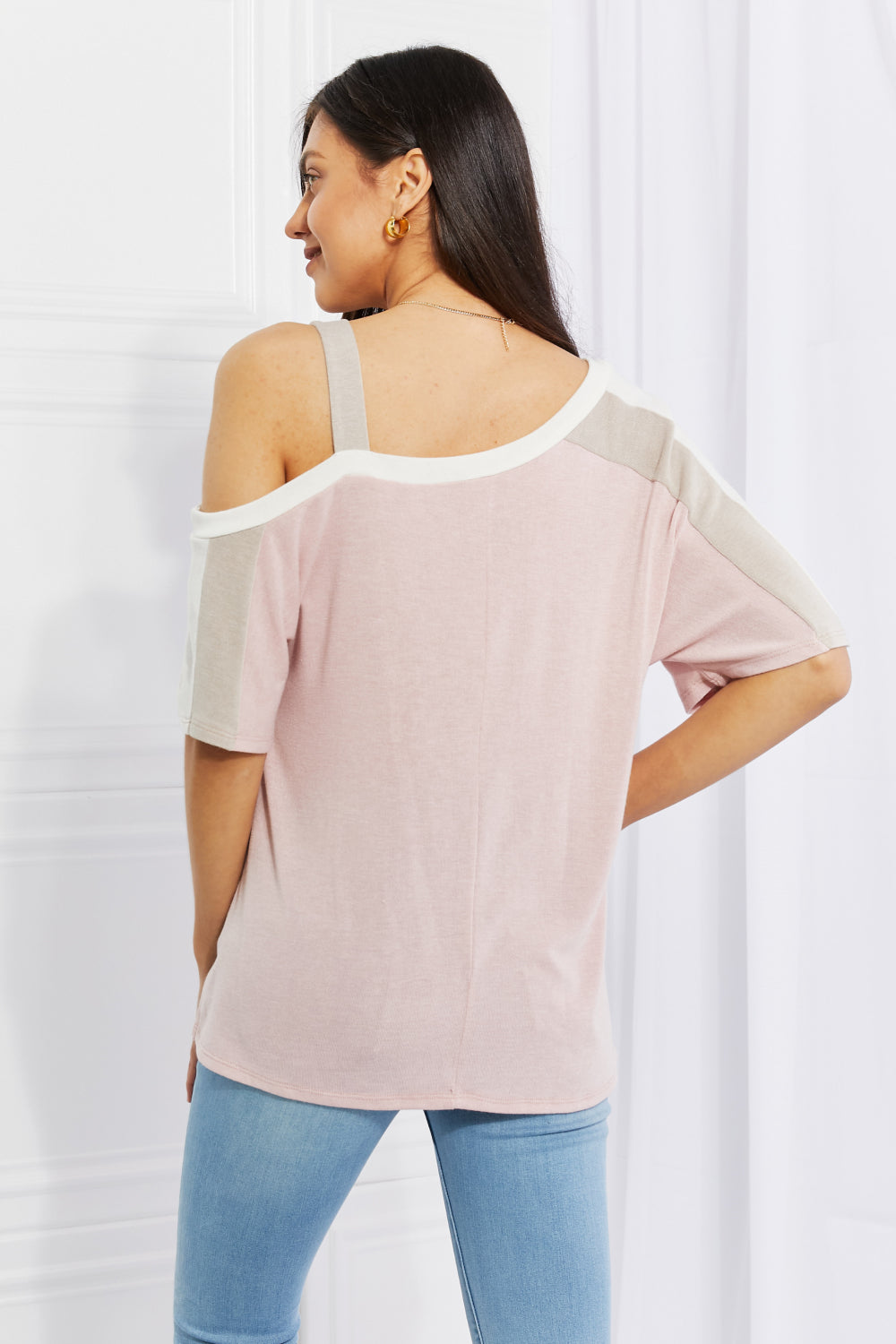 Andree by Unit Full Size Something Simple Cold Shoulder Tee Print on any thing USA/STOD clothes