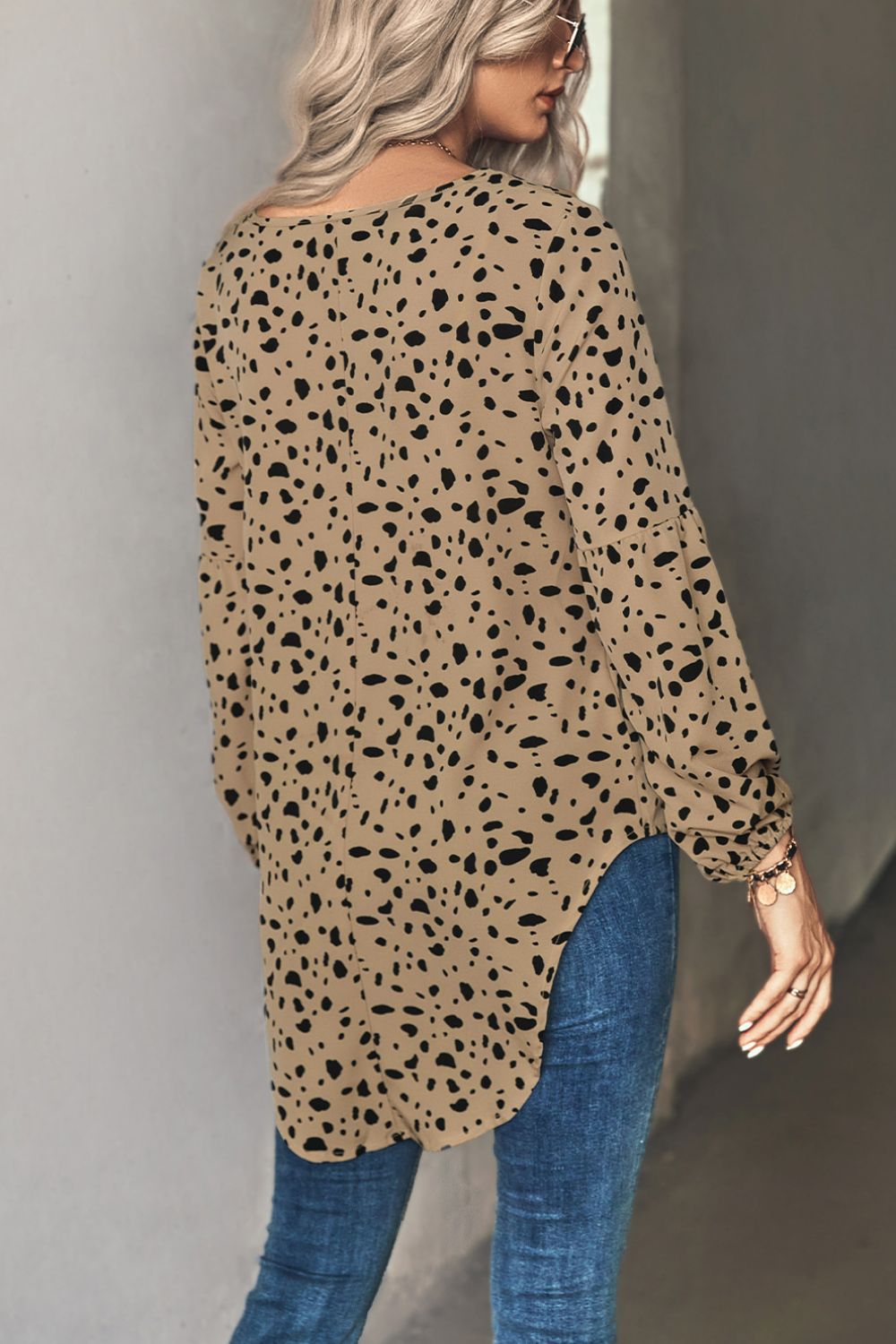 Animal Print V-Neck High-Low Blouse Print on any thing USA/STOD clothes