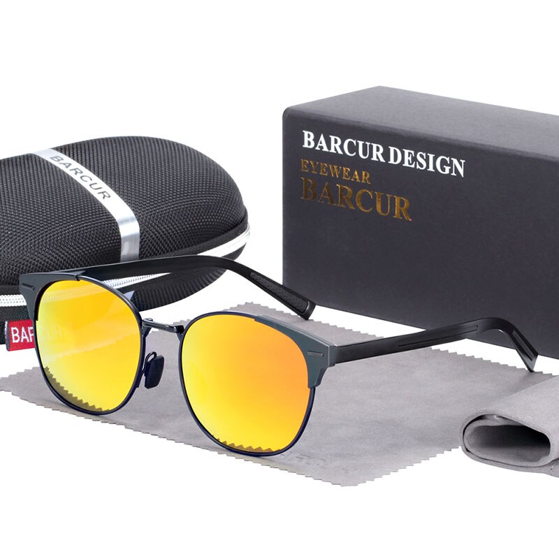 BARCUR Aluminium Magnesium Sunglasses Round Glasses Print on any thing USA/STOD clothes