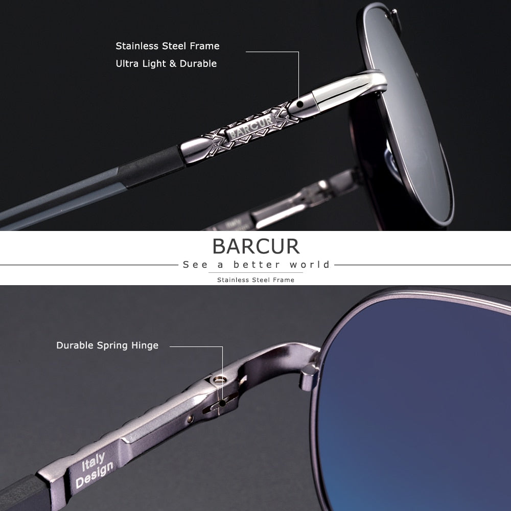 BARCUR Men sunglasses Polarized Print on any thing USA/STOD clothes