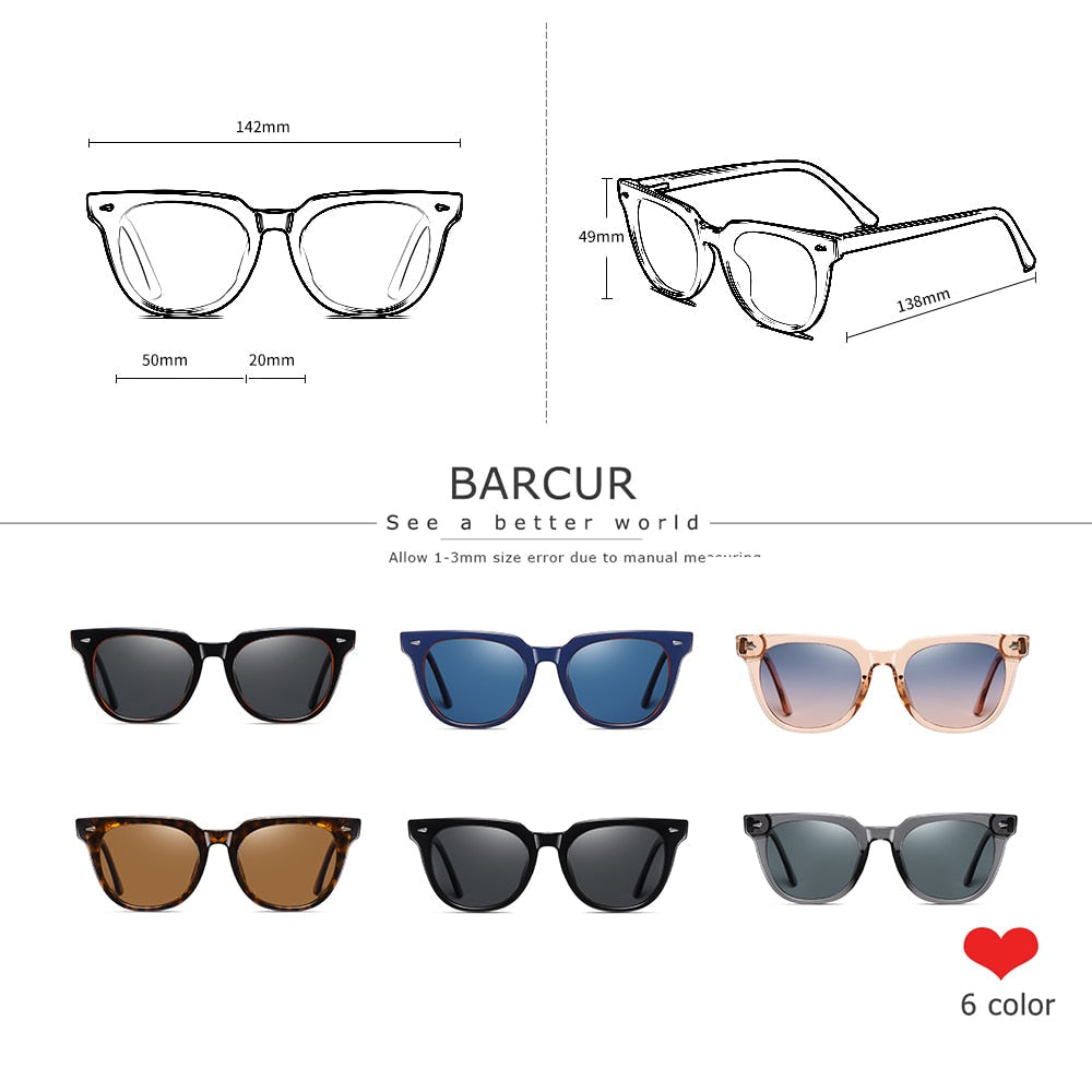 BARCUR Original TR90 Sunglasses Print on any thing USA/STOD clothes