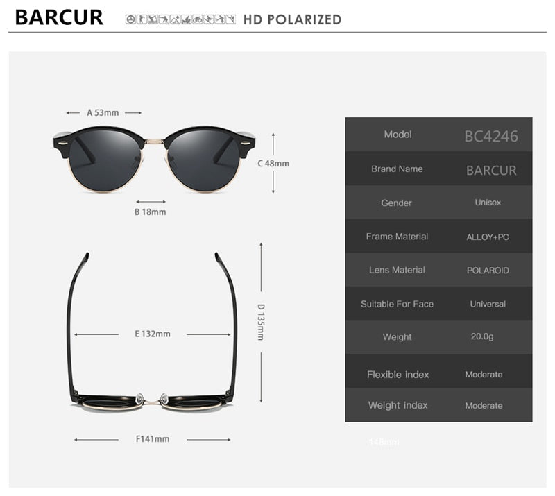 BARCUR Retro Round Sunglasses Print on any thing USA/STOD clothes